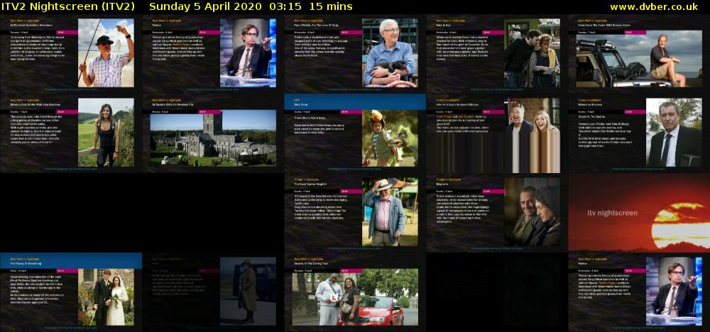 ITV2 Nightscreen (ITV2) Sunday 5 April 2020 03:15 - 03:30