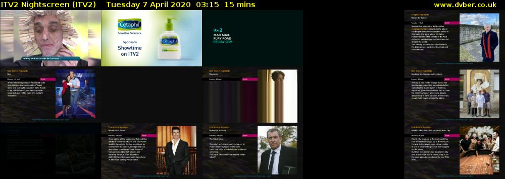 ITV2 Nightscreen (ITV2) Tuesday 7 April 2020 03:15 - 03:30