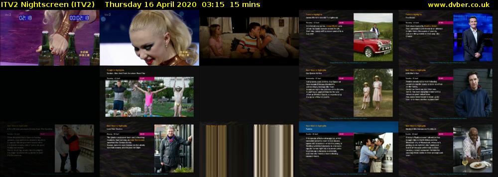 ITV2 Nightscreen (ITV2) Thursday 16 April 2020 03:15 - 03:30