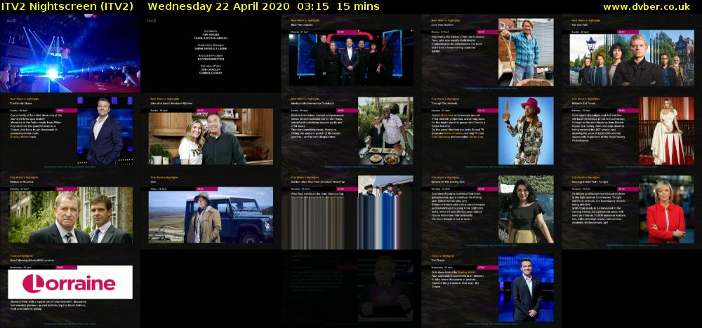 ITV2 Nightscreen (ITV2) Wednesday 22 April 2020 03:15 - 03:30