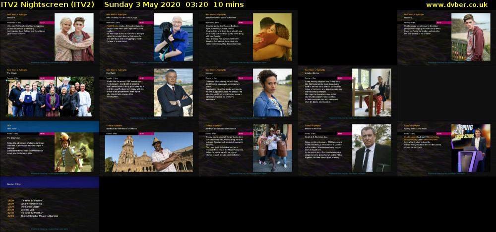 ITV2 Nightscreen (ITV2) Sunday 3 May 2020 03:20 - 03:30