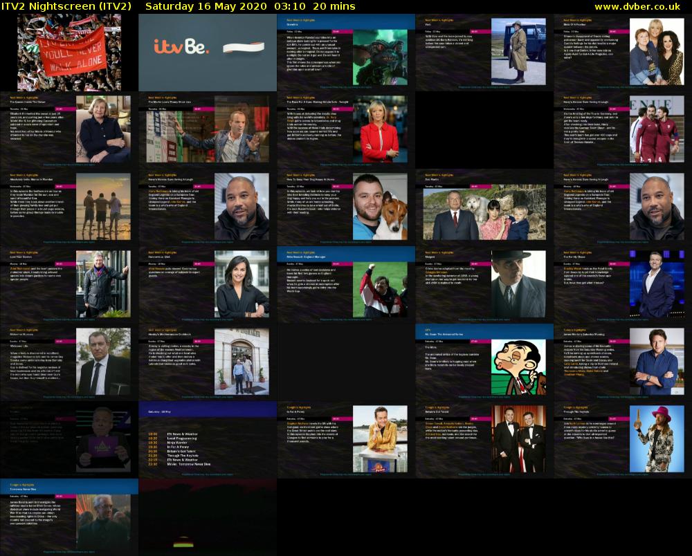 ITV2 Nightscreen (ITV2) Saturday 16 May 2020 03:10 - 03:30