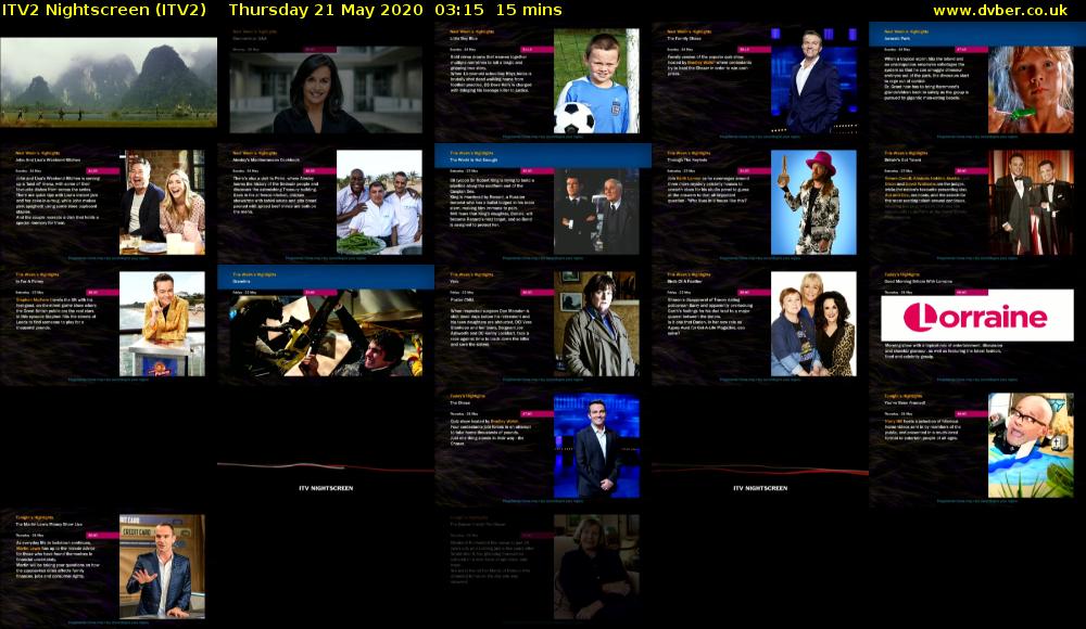 ITV2 Nightscreen (ITV2) Thursday 21 May 2020 03:15 - 03:30