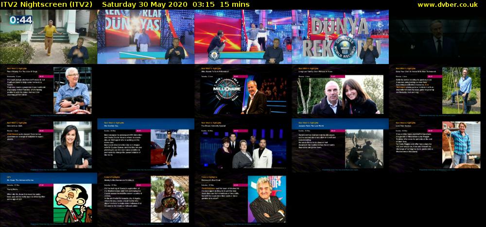 ITV2 Nightscreen (ITV2) Saturday 30 May 2020 03:15 - 03:30