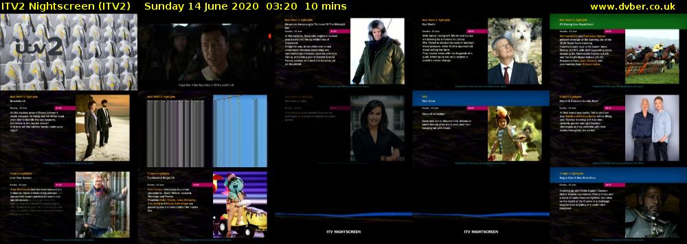 ITV2 Nightscreen (ITV2) Sunday 14 June 2020 03:20 - 03:30