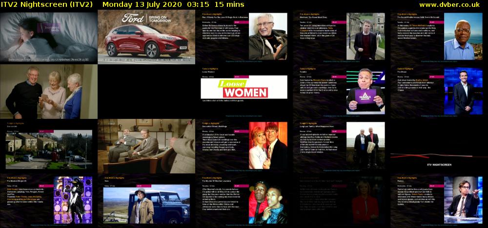 ITV2 Nightscreen (ITV2) Monday 13 July 2020 03:15 - 03:30