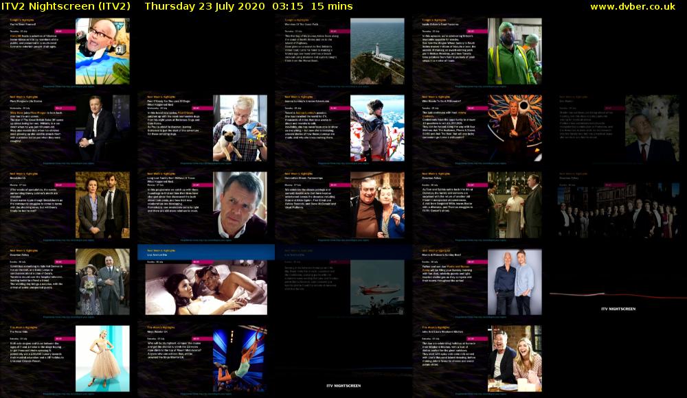 ITV2 Nightscreen (ITV2) Thursday 23 July 2020 03:15 - 03:30
