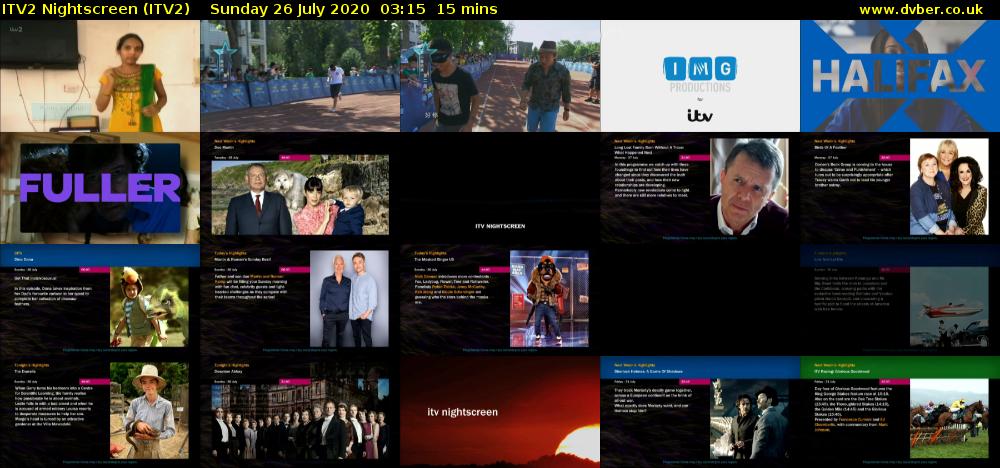 ITV2 Nightscreen (ITV2) Sunday 26 July 2020 03:15 - 03:30