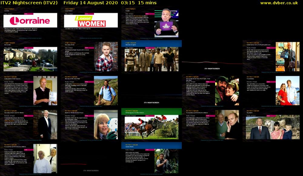 ITV2 Nightscreen (ITV2) Friday 14 August 2020 03:15 - 03:30
