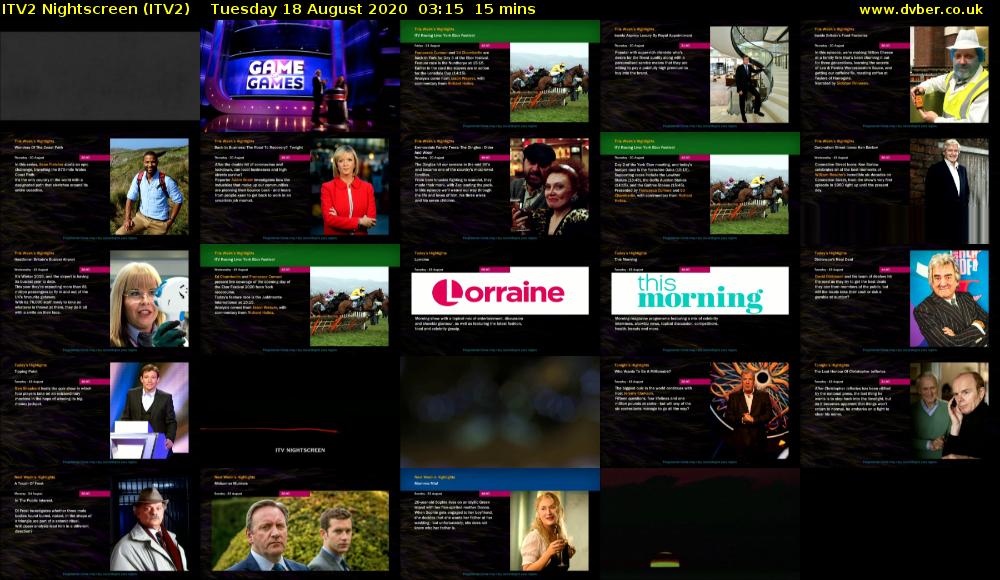 ITV2 Nightscreen (ITV2) Tuesday 18 August 2020 03:15 - 03:30