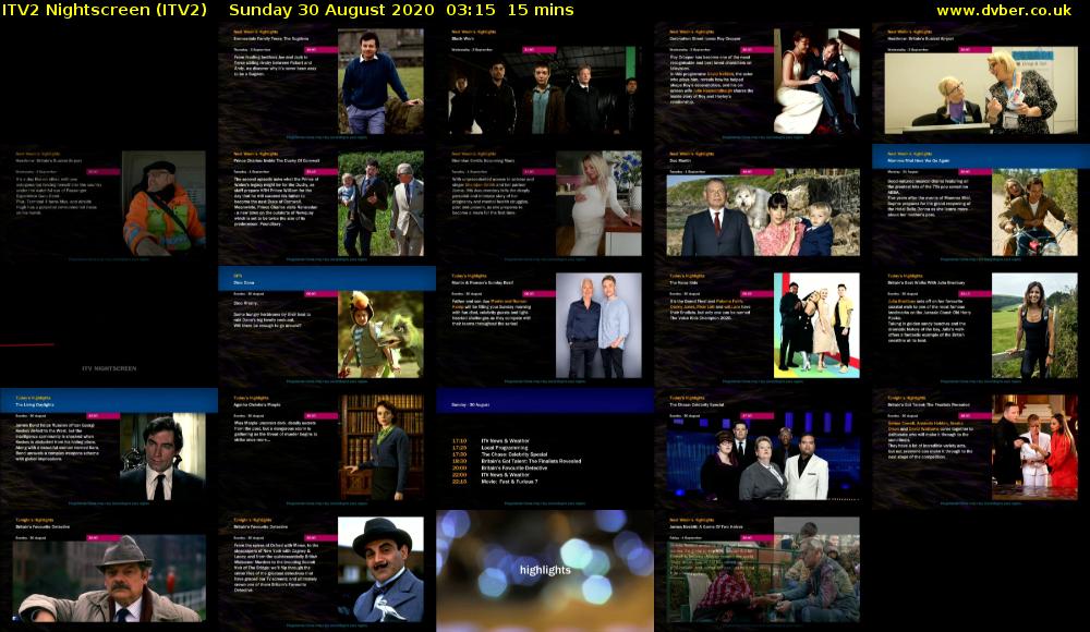 ITV2 Nightscreen (ITV2) Sunday 30 August 2020 03:15 - 03:30