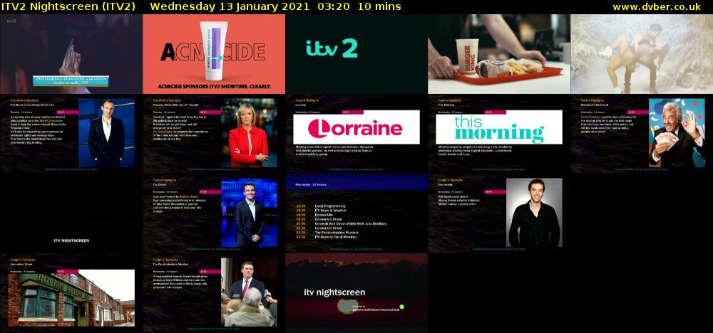 ITV2 Nightscreen (ITV2) Wednesday 13 January 2021 03:20 - 03:30
