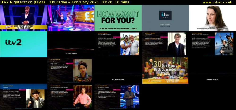 ITV2 Nightscreen (ITV2) Thursday 4 February 2021 03:20 - 03:30