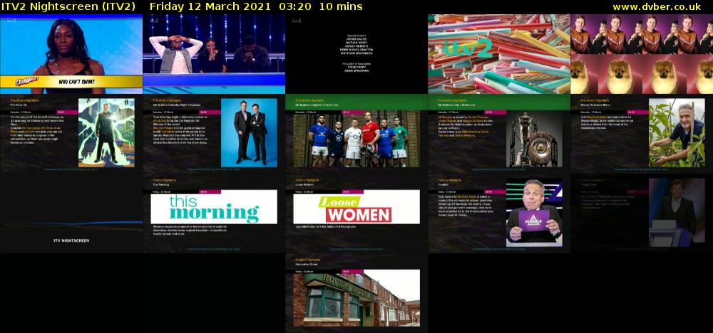 ITV2 Nightscreen (ITV2) Friday 12 March 2021 03:20 - 03:30