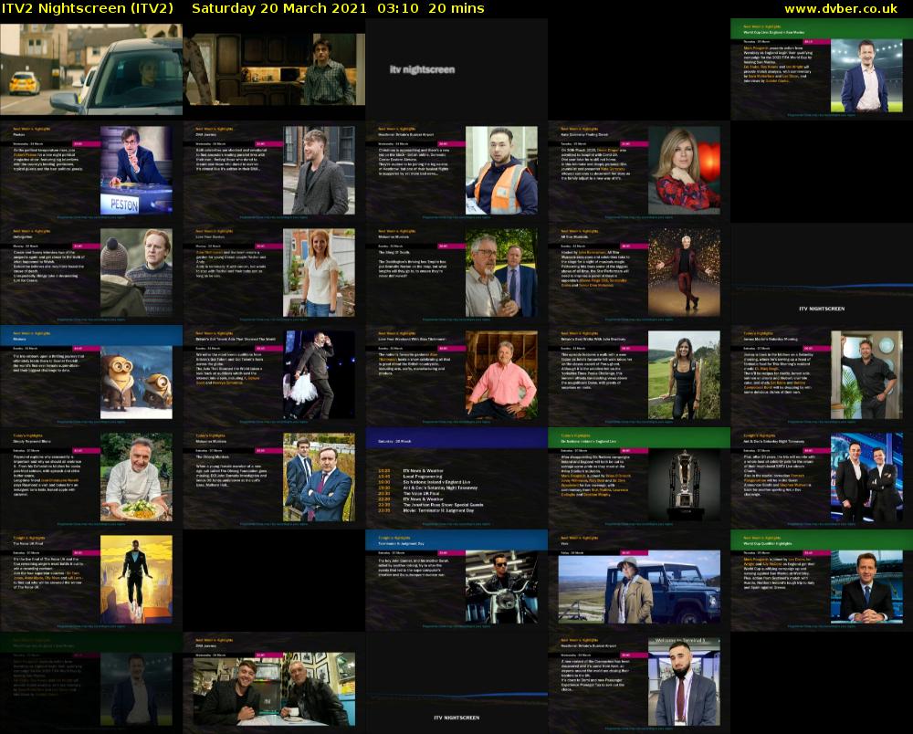 ITV2 Nightscreen (ITV2) Saturday 20 March 2021 03:10 - 03:30