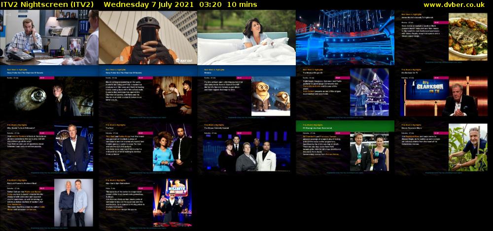 ITV2 Nightscreen (ITV2) Wednesday 7 July 2021 03:20 - 03:30