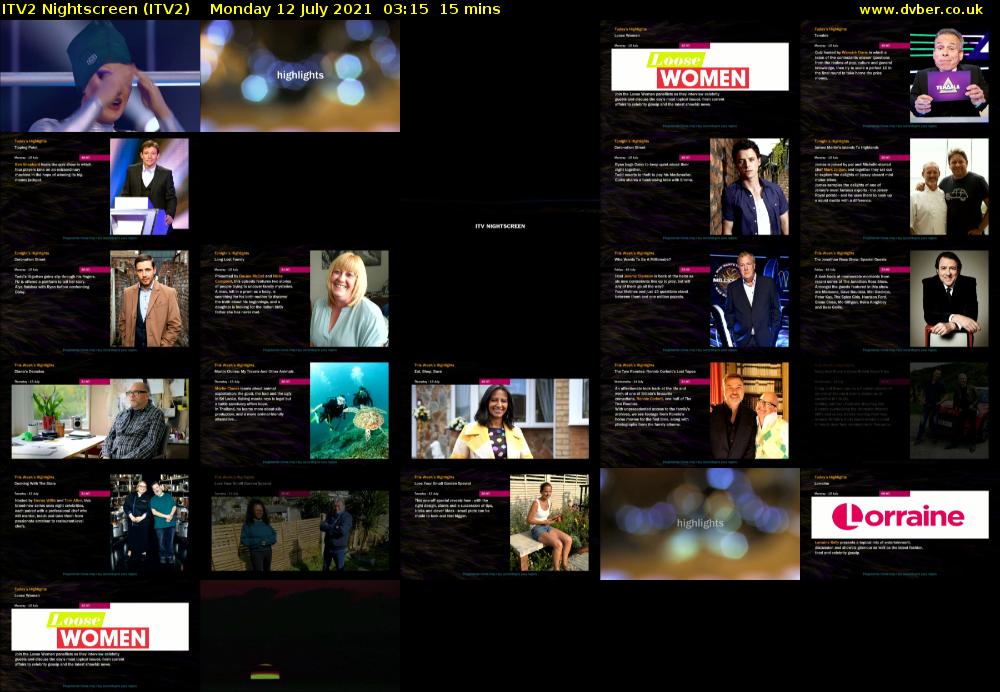 ITV2 Nightscreen (ITV2) Monday 12 July 2021 03:15 - 03:30