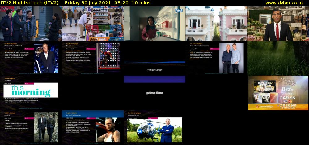 ITV2 Nightscreen (ITV2) Friday 30 July 2021 03:20 - 03:30