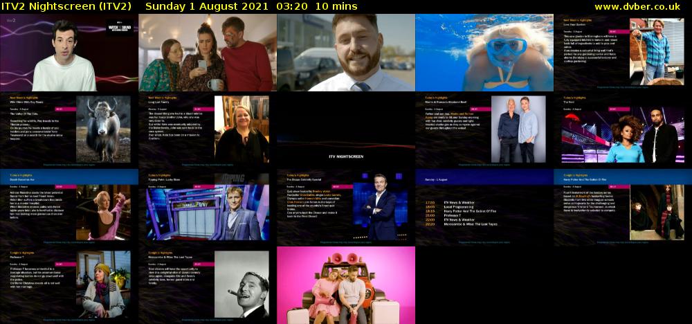 ITV2 Nightscreen (ITV2) Sunday 1 August 2021 03:20 - 03:30