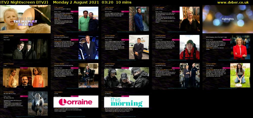 ITV2 Nightscreen (ITV2) Monday 2 August 2021 03:20 - 03:30