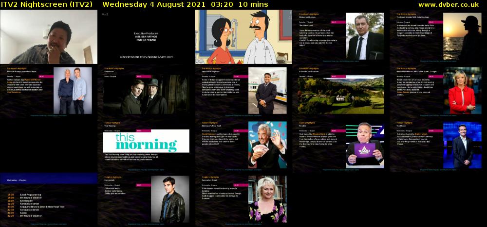ITV2 Nightscreen (ITV2) Wednesday 4 August 2021 03:20 - 03:30