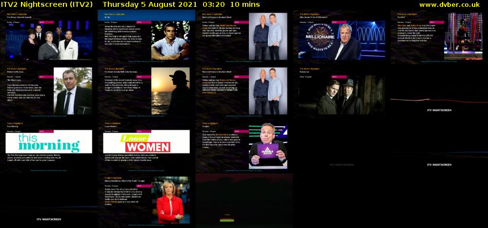 ITV2 Nightscreen (ITV2) Thursday 5 August 2021 03:20 - 03:30