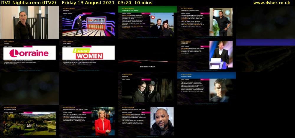 ITV2 Nightscreen (ITV2) Friday 13 August 2021 03:20 - 03:30