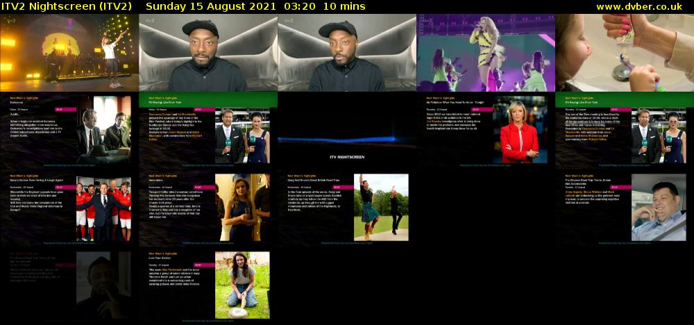 ITV2 Nightscreen (ITV2) Sunday 15 August 2021 03:20 - 03:30