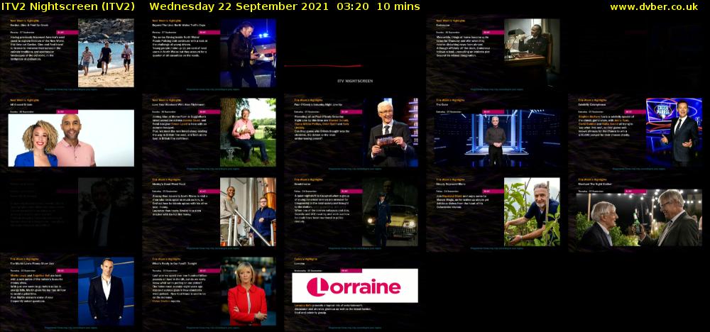 ITV2 Nightscreen (ITV2) Wednesday 22 September 2021 03:20 - 03:30