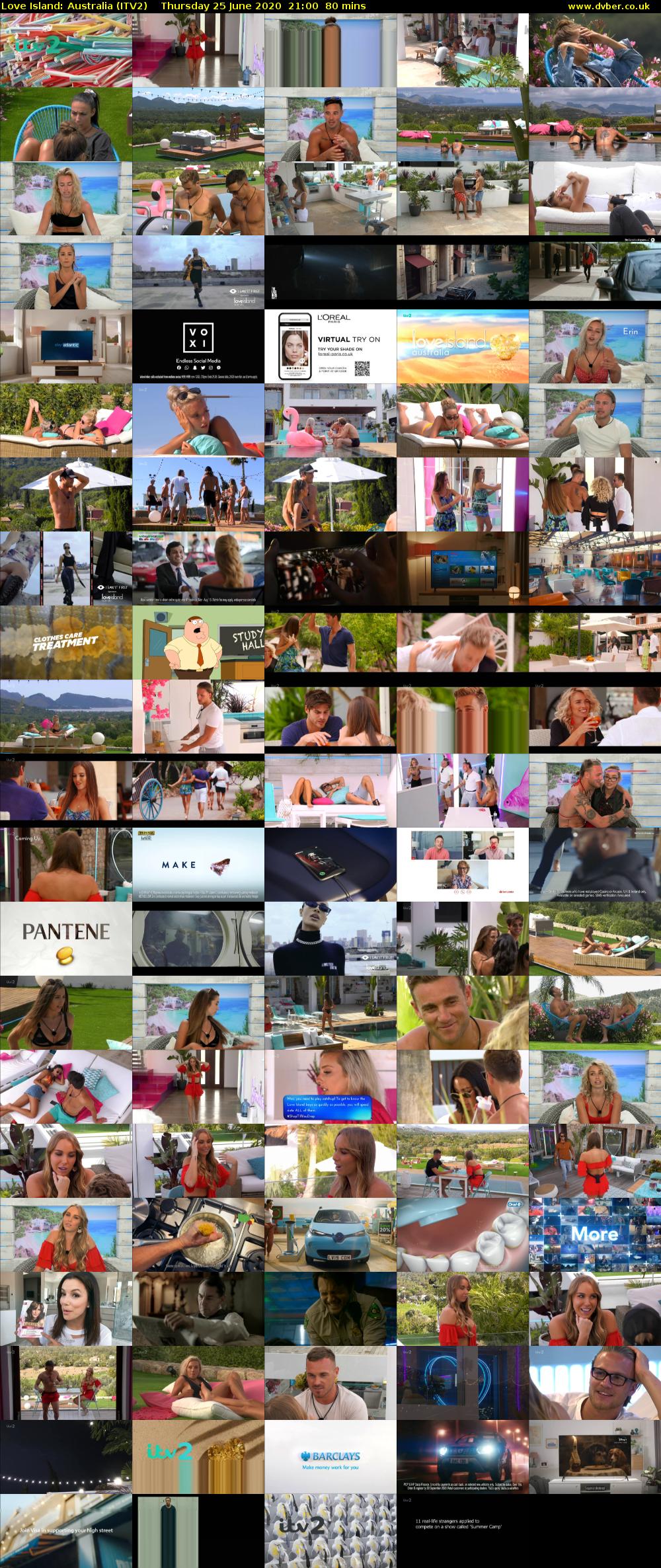 Love Island: Australia (ITV2) Thursday 25 June 2020 21:00 - 22:20