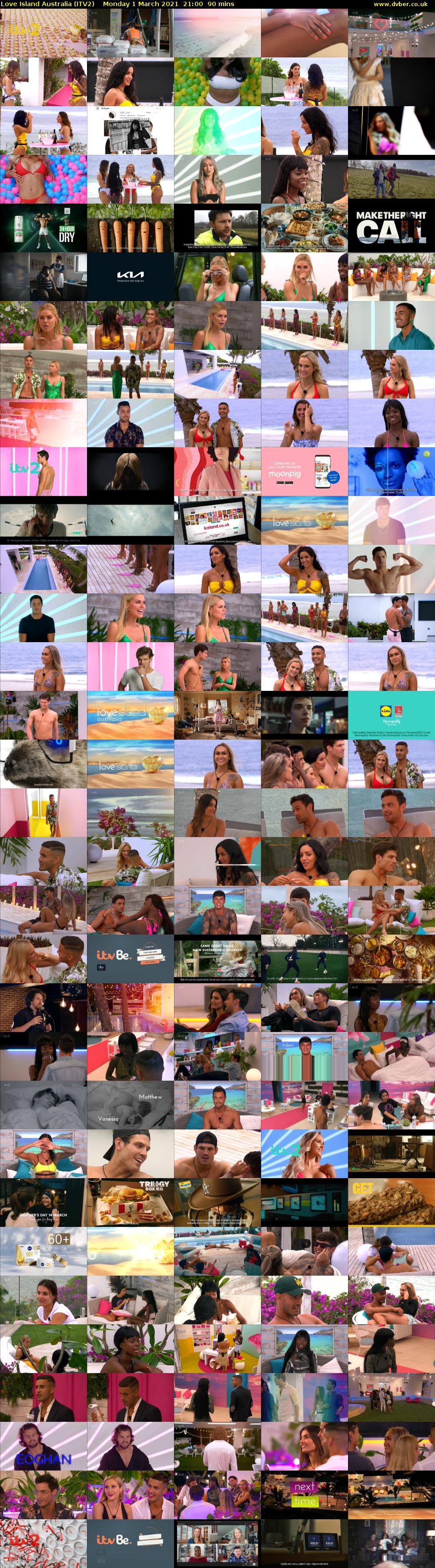 Love Island Australia (ITV2) Monday 1 March 2021 21:00 - 22:30