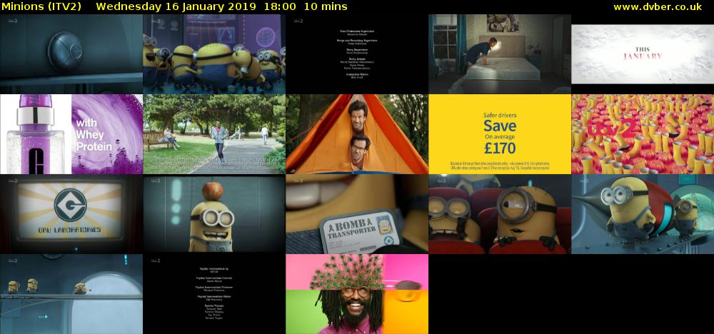 Minions (ITV2) Wednesday 16 January 2019 18:00 - 18:10