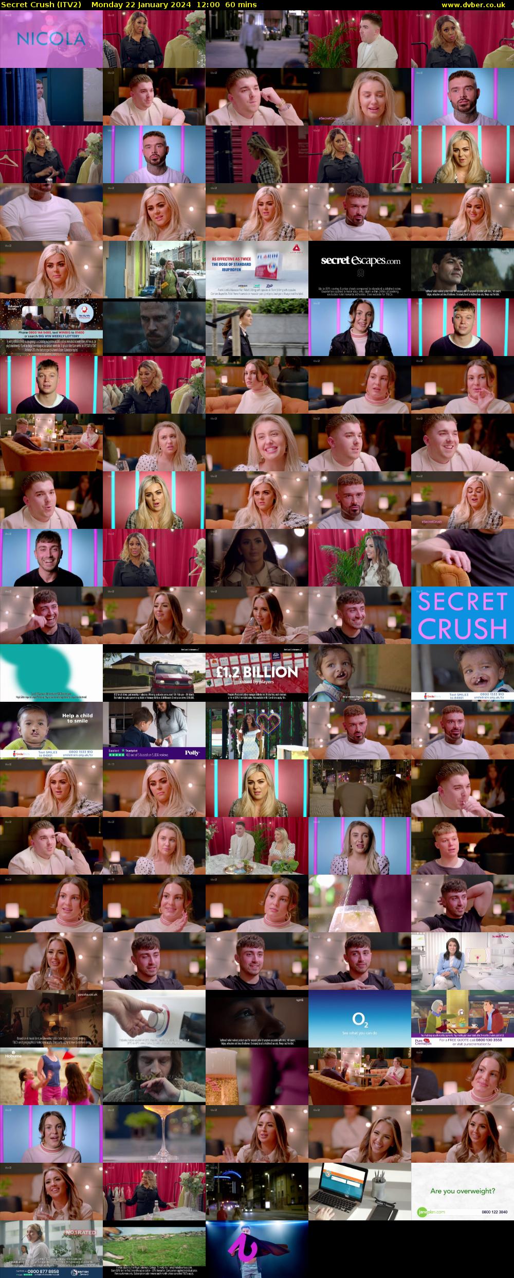 Secret Crush (ITV2) Monday 22 January 2024 12:00 - 13:00
