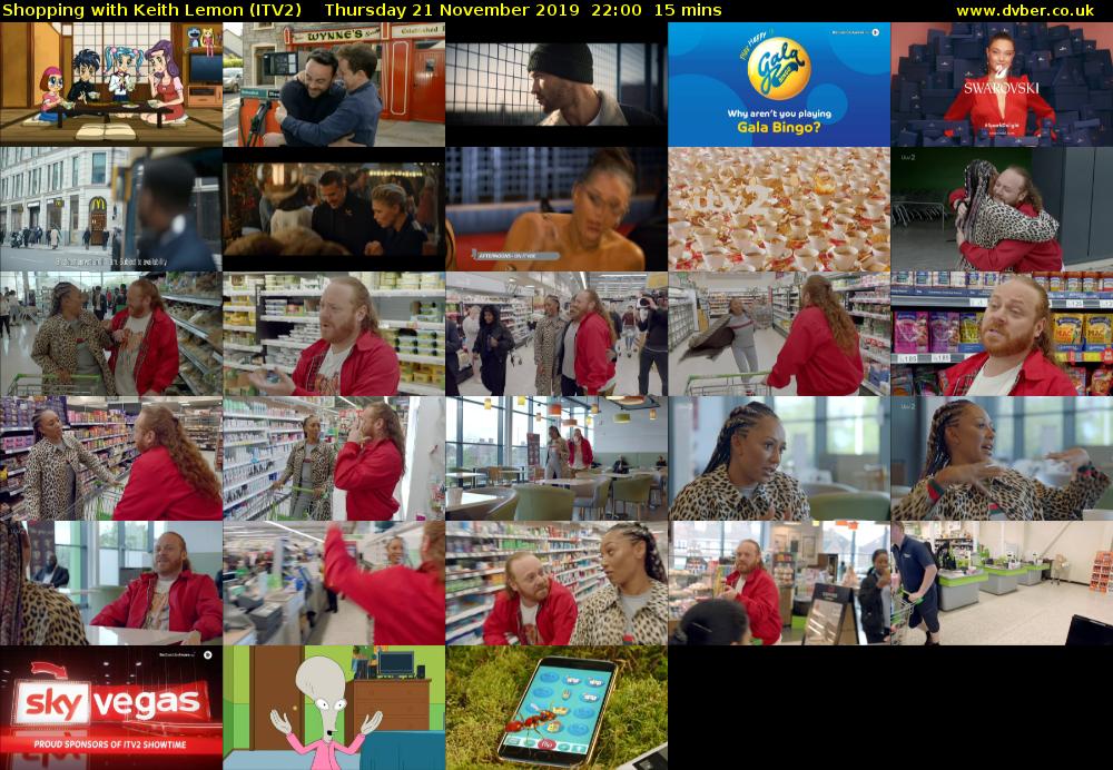 Shopping with Keith Lemon (ITV2) Thursday 21 November 2019 22:00 - 22:15