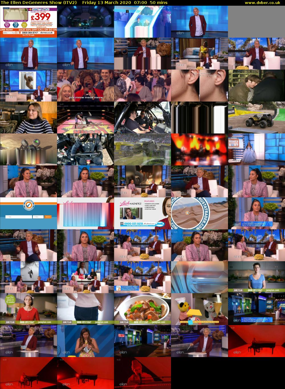 The Ellen DeGeneres Show (ITV2) Friday 13 March 2020 07:00 - 07:50