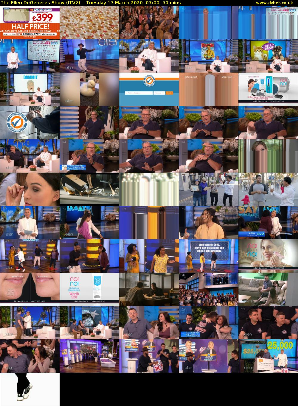 The Ellen DeGeneres Show (ITV2) Tuesday 17 March 2020 07:00 - 07:50