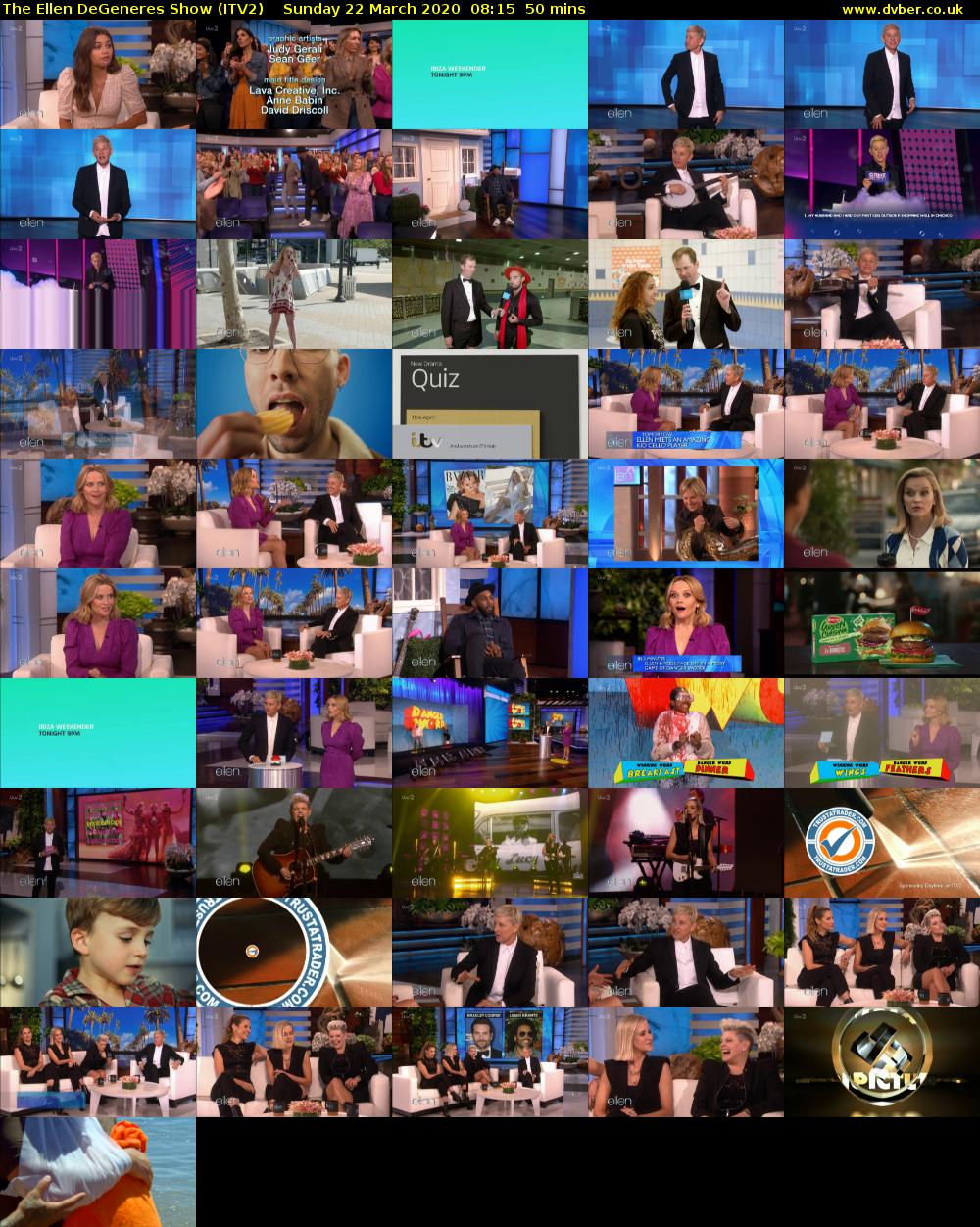The Ellen DeGeneres Show (ITV2) Sunday 22 March 2020 08:15 - 09:05