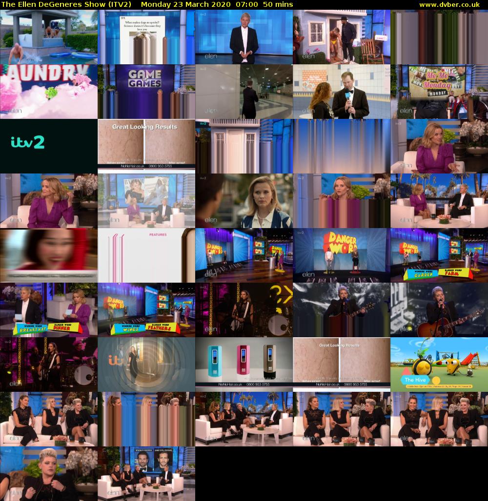 The Ellen DeGeneres Show (ITV2) Monday 23 March 2020 07:00 - 07:50
