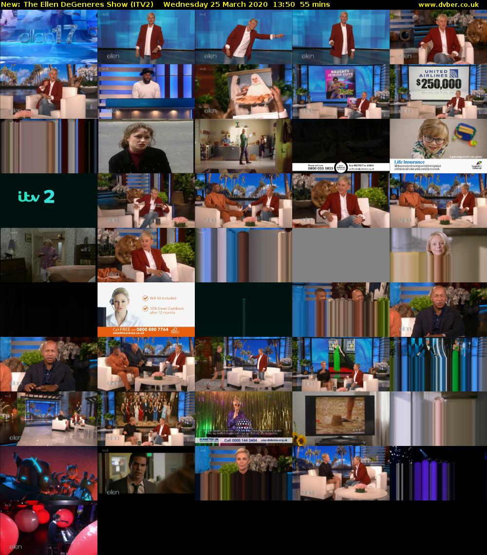 The Ellen DeGeneres Show (ITV2) Wednesday 25 March 2020 13:50 - 14:45