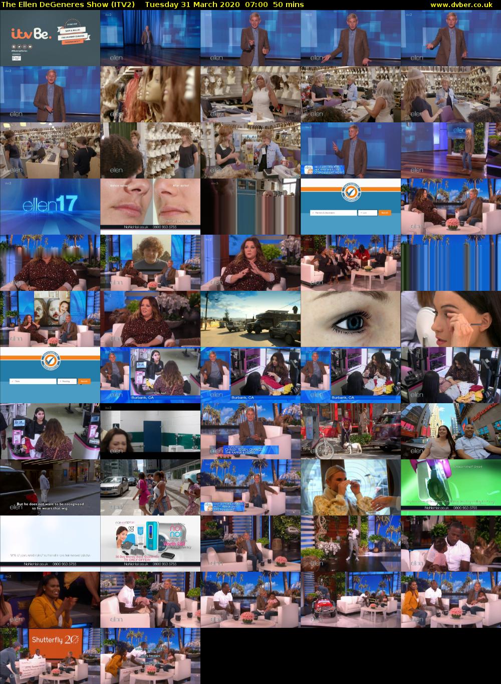 The Ellen DeGeneres Show (ITV2) Tuesday 31 March 2020 07:00 - 07:50