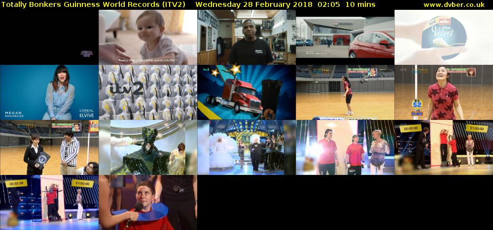Totally Bonkers Guinness World Records (ITV2) Wednesday 28 February 2018 02:05 - 02:15
