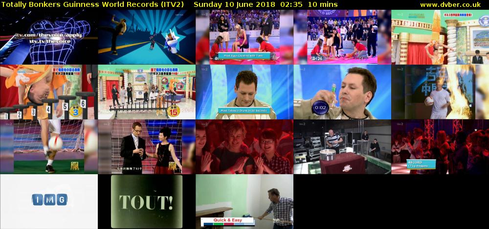 Totally Bonkers Guinness World Records (ITV2) Sunday 10 June 2018 02:35 - 02:45