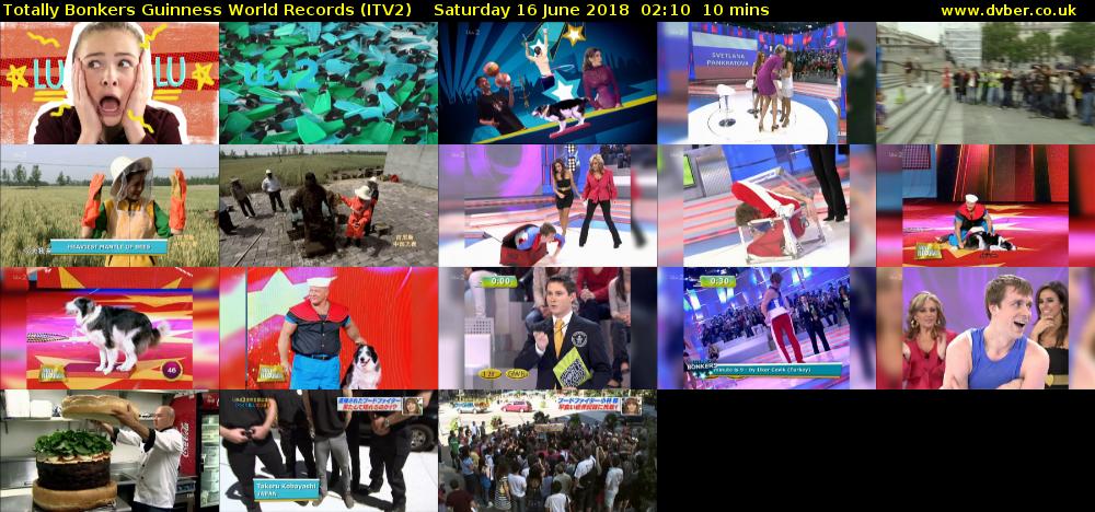 Totally Bonkers Guinness World Records (ITV2) Saturday 16 June 2018 02:10 - 02:20