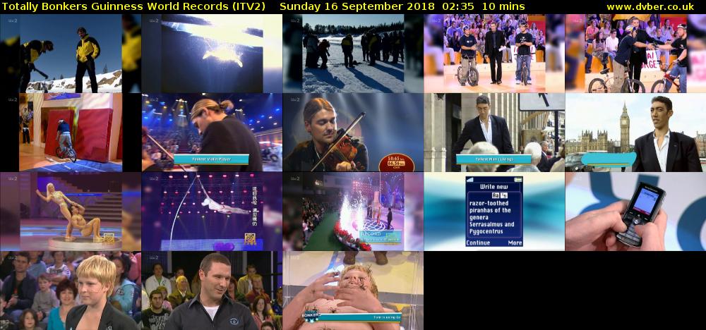 Totally Bonkers Guinness World Records (ITV2) Sunday 16 September 2018 02:35 - 02:45