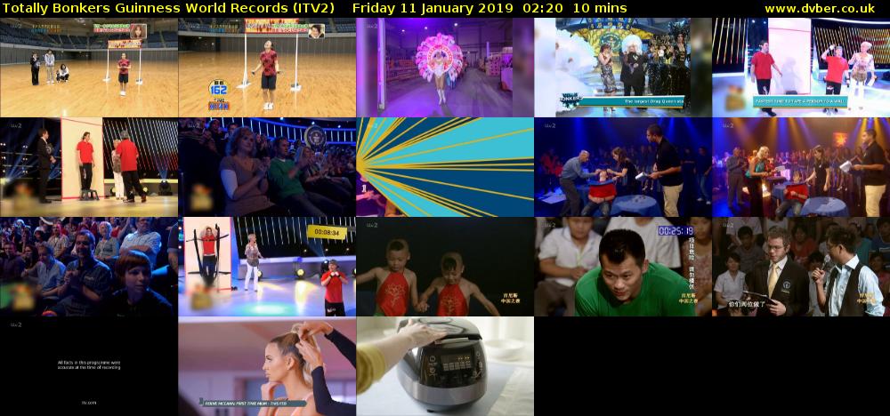 Totally Bonkers Guinness World Records (ITV2) Friday 11 January 2019 02:20 - 02:30