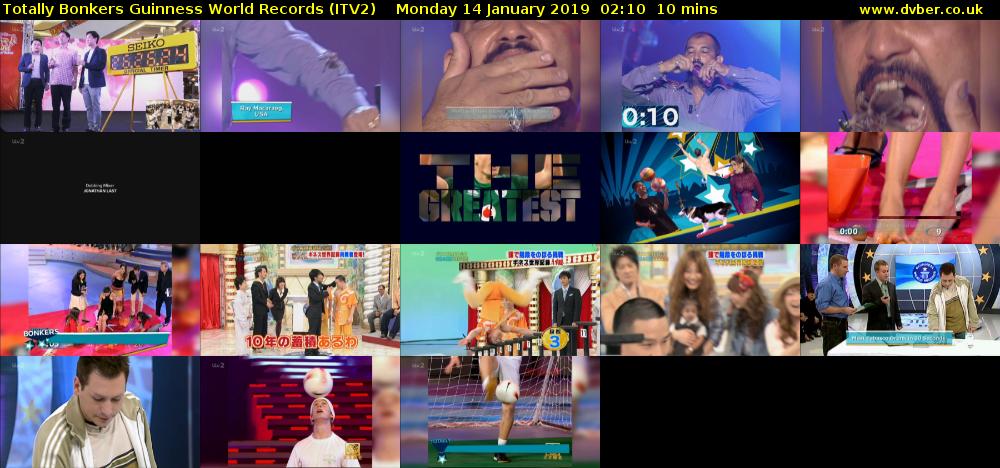 Totally Bonkers Guinness World Records (ITV2) Monday 14 January 2019 02:10 - 02:20