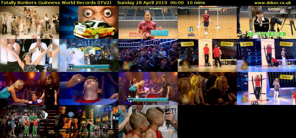 Totally Bonkers Guinness World Records (ITV2) Sunday 28 April 2019 06:00 - 06:10