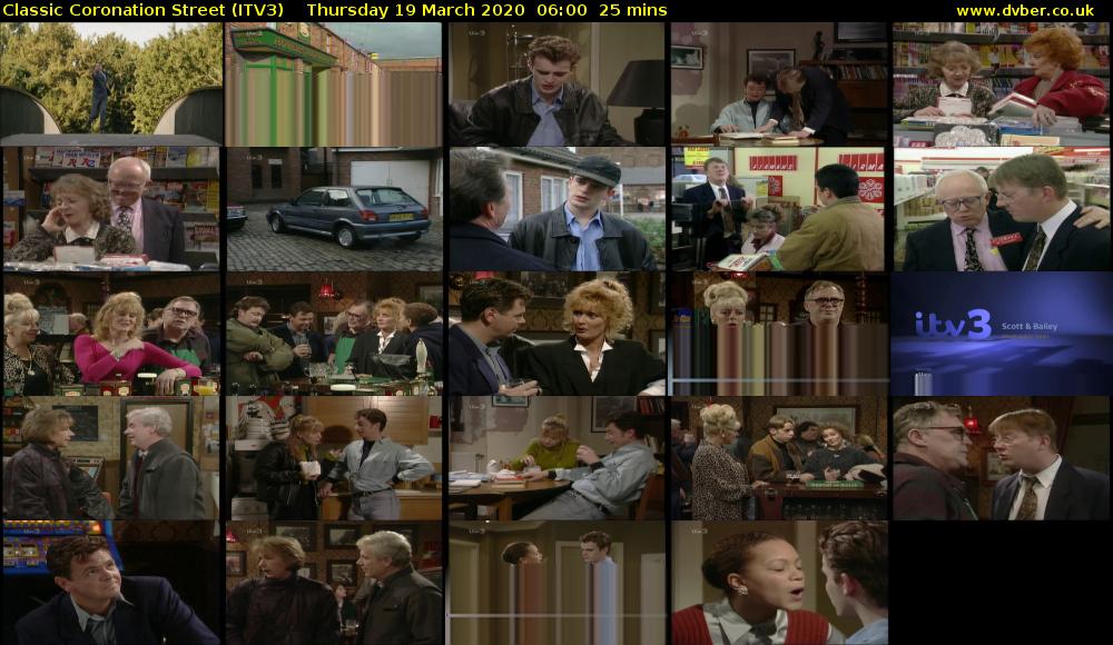 Classic Coronation Street (ITV3) Thursday 19 March 2020 06:00 - 06:25