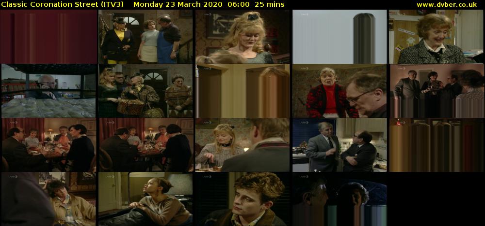 Classic Coronation Street (ITV3) Monday 23 March 2020 06:00 - 06:25