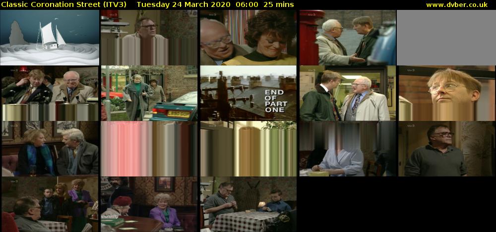 Classic Coronation Street (ITV3) Tuesday 24 March 2020 06:00 - 06:25